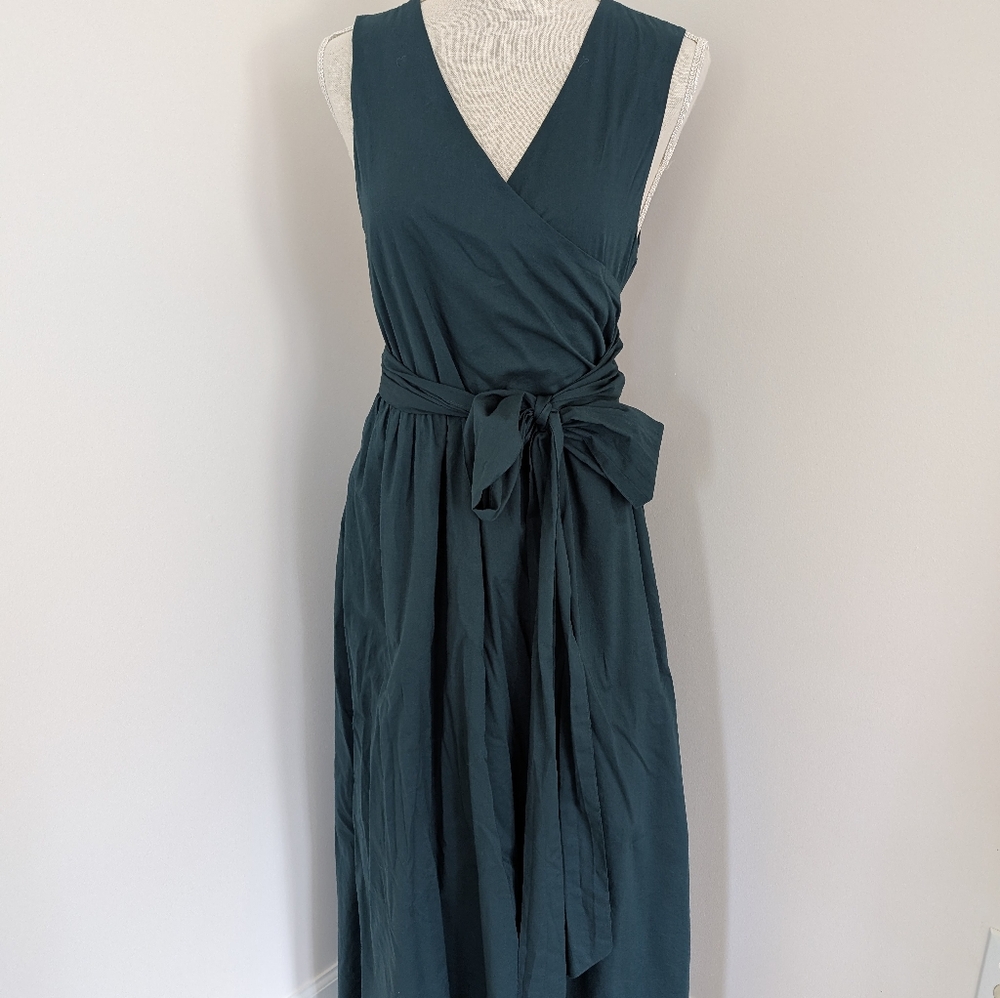 Banana Republic Green Sleeveless Wrap Maxi Dress